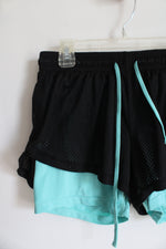 Black & Teal Athletic Shorts | Youth L