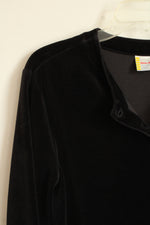 Hannah Anderson Black Velour Button Up Top | M
