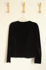 Hannah Anderson Black Velour Button Up Top | M