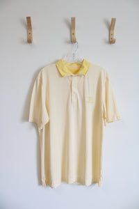 Cutter & Buck Yellow & White Striped Golf Polo | L