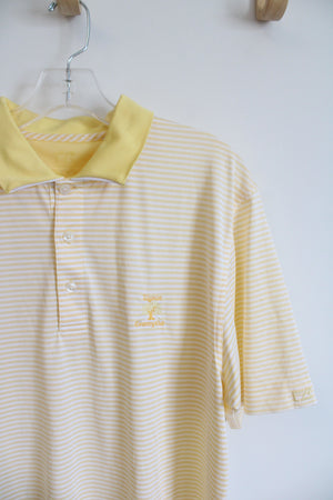 Cutter & Buck Yellow & White Striped Golf Polo | L