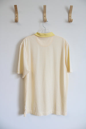 Cutter & Buck Yellow & White Striped Golf Polo | L