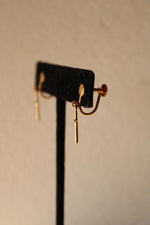 10K Yellow Gold Etched Cross Screwback Earrings