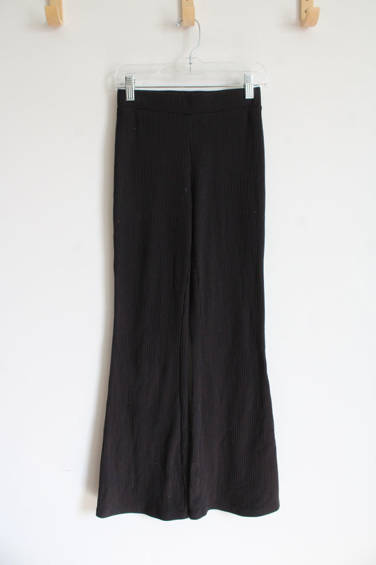 H&M Black Ribbed Flare Leg Pants | Youth 14