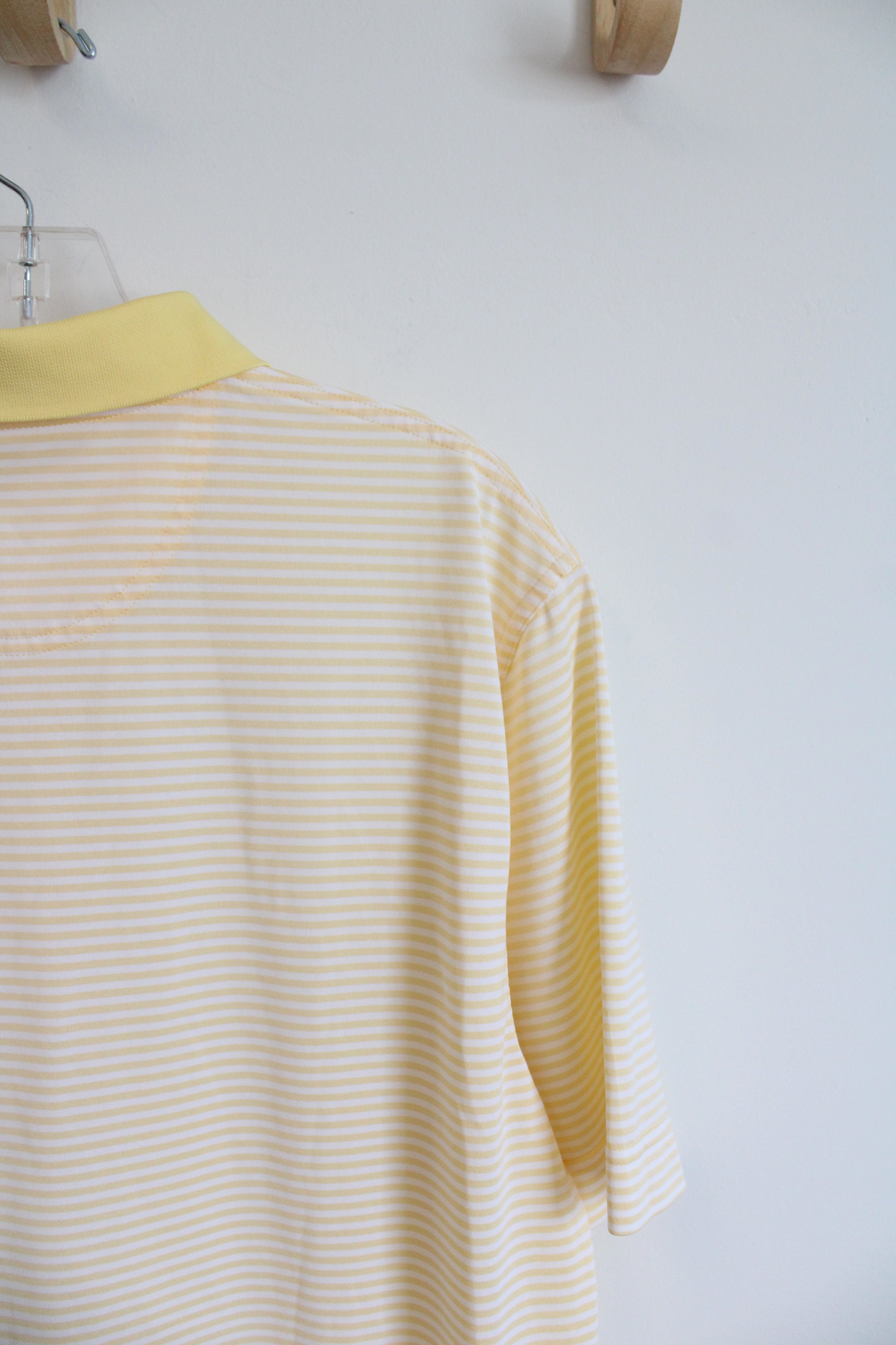 Cutter & Buck Yellow & White Striped Golf Polo | L