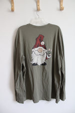 Life Is Good Green Santa Gnome Long Sleeved Shirt | XXL