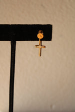 10K Yellow Gold Etched Cross Screwback Earrings