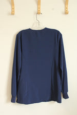 Dickies Long Sleeve Blue Scrub Top | S
