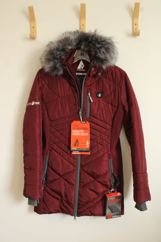 NEW Action Heat Maroon 5V Rechargeable Insulated Heated Jacket | S