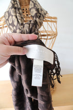 Coach Ombre Brown Leopard Print Merino Wool Fringe Scarf