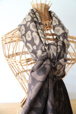 Coach Ombre Brown Leopard Print Merino Wool Fringe Scarf