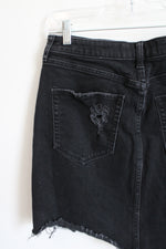 Hollister Ultra High Rise Black Denim Distressed Skirt | 11