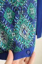 Talbots Green and Blue Printed Button up Cardigan Sweater | L