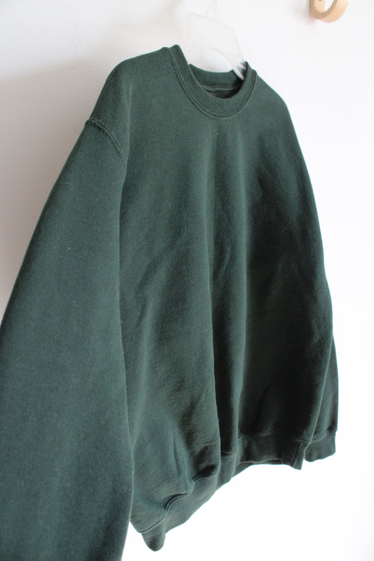 Gildan Heavyweight Emerald Green Crewneck Sweatshirt | Youth XL