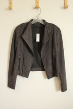 NEW Banana Republic Gray and Black Cropped Fold over Collar Blazer | XS