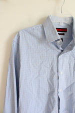 Architect Regular Fit Stretch Blue & White Plaid Button Down Shirt | L