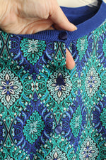Talbots Green and Blue Printed Button up Cardigan Sweater | L