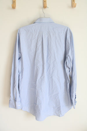 Architect Regular Fit Stretch Blue & White Plaid Button Down Shirt | L