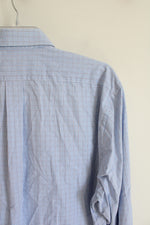 Architect Regular Fit Stretch Blue & White Plaid Button Down Shirt | L