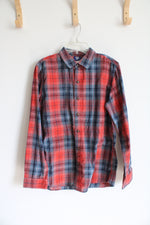 Route 66 Orange & Blue Plaid Button Down Shirt | Youth XL (14/16)