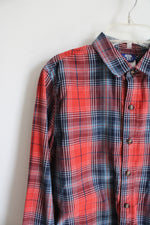 Route 66 Orange & Blue Plaid Button Down Shirt | Youth XL (14/16)