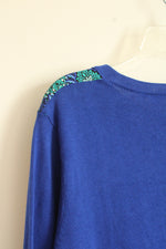 Talbots Green and Blue Printed Button up Cardigan Sweater | L