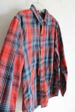 Route 66 Orange & Blue Plaid Button Down Shirt | Youth XL (14/16)