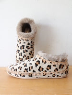 Laid Back London Fuyu Crochet Leopard Print Slippers | Size 36