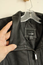 NEW East Fifth Black Genuine Leather Zip Collared Jacket | XL