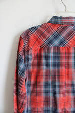 Route 66 Orange & Blue Plaid Button Down Shirt | Youth XL (14/16)
