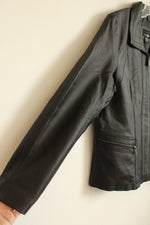 NEW East Fifth Black Genuine Leather Zip Collared Jacket | XL