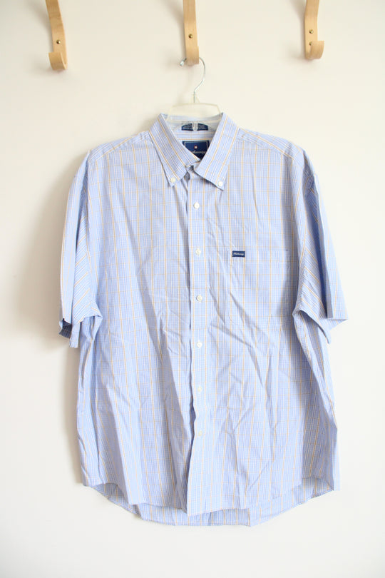 Hathaway Blue Yellow & White Plaid Button Down Shirt | L