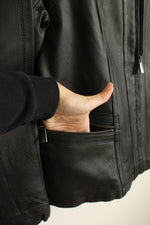 NEW East Fifth Black Genuine Leather Zip Collared Jacket | XL