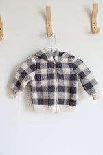 Carter's Gray & White Plaid Sherpa Jacket | 3-6 MO