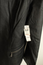 NEW East Fifth Black Genuine Leather Zip Collared Jacket | XL