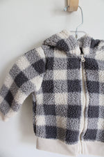 Carter's Gray & White Plaid Sherpa Jacket | 3-6 MO
