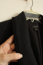 Ann Taylor Black Textured Blazer with Frayed Hems | 8