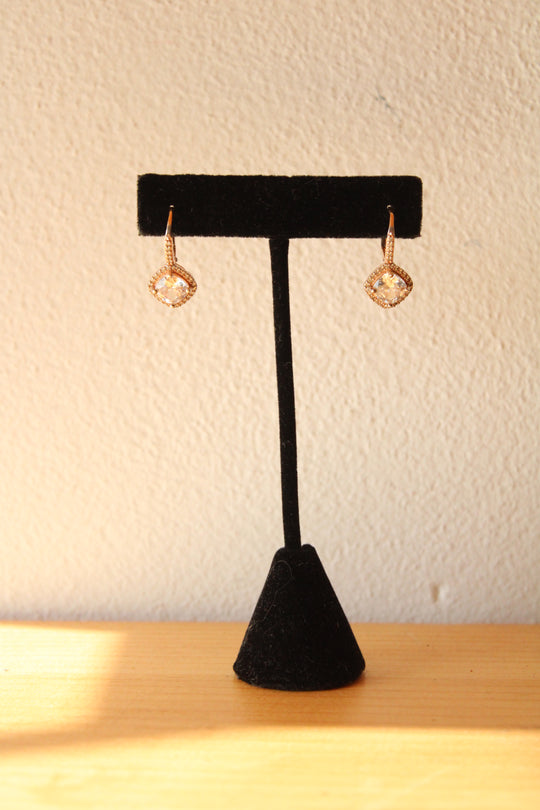 Gold Coated Sterling Silver Clear Stone Earrings