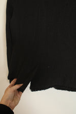 Ann Taylor Black Textured Blazer with Frayed Hems | 8