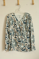 Talbots Green Blue Printed Wrap Top | XL