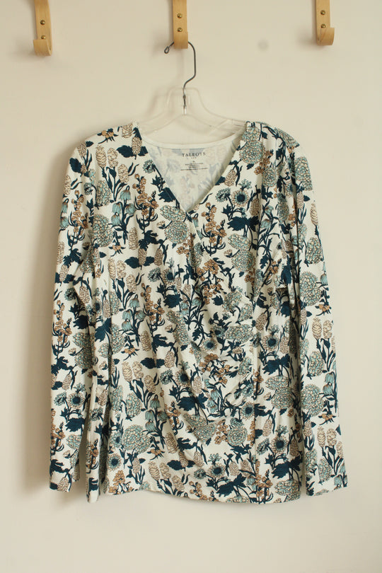 Talbots Green Blue Printed Wrap Top | XL