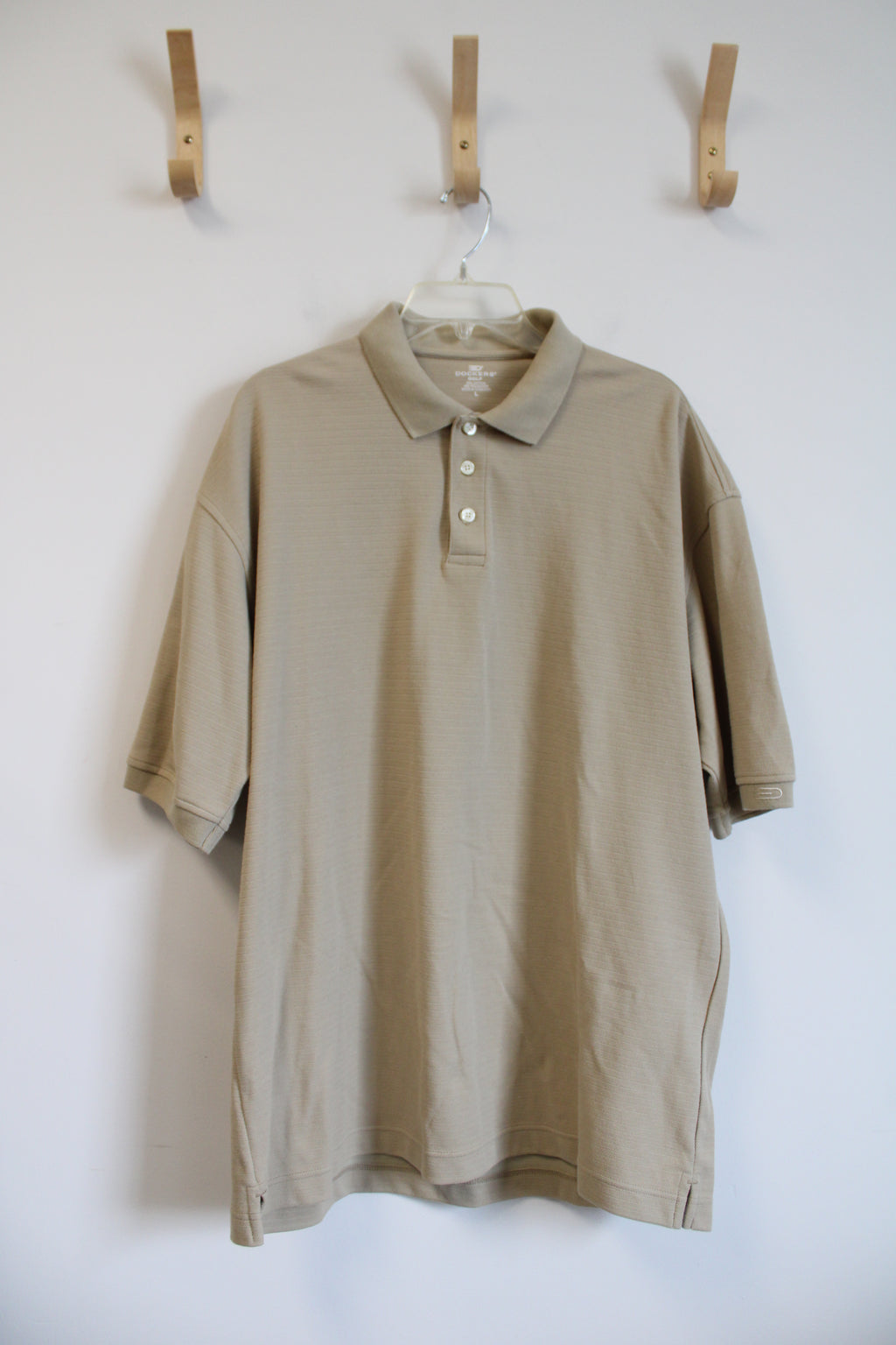 Dockers Golf Tan Ribbed Polo Shirt | L
