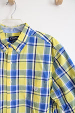 Chaps Easy Care Yellow & Blue Plaid Button Down Shirt | XL