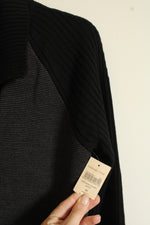 NEW Coldwater Creek Wool Blend Gray and Black Colorblock Button Front Sweater Jacket | M