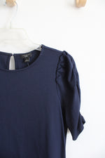 NEW Ann Taylor Navy Knit Flare Dress | M Petite