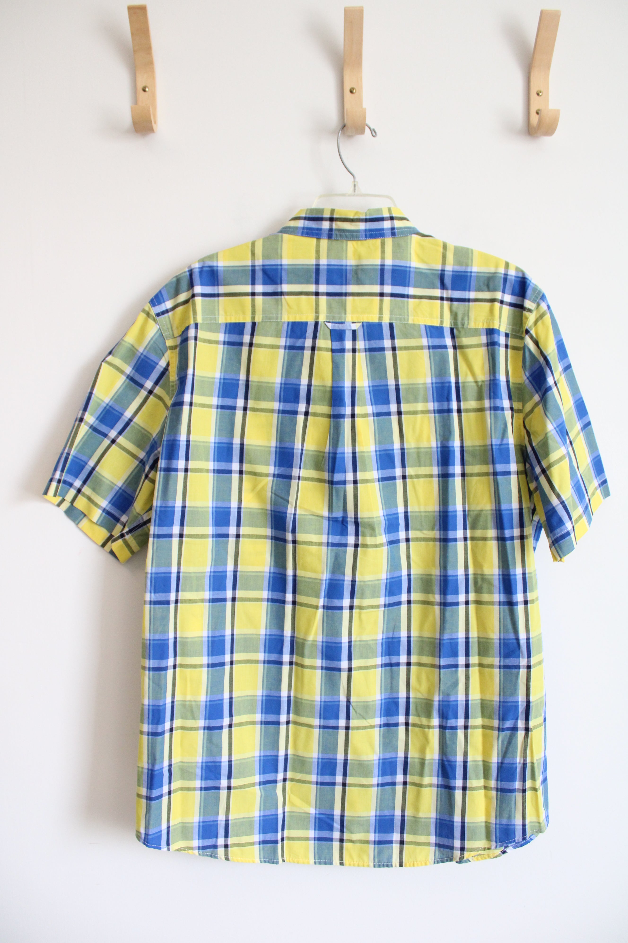 Chaps Easy Care Yellow & Blue Plaid Button Down Shirt | XL