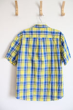 Chaps Easy Care Yellow & Blue Plaid Button Down Shirt | XL