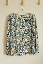 Talbots Green Blue Printed Wrap Top | XL