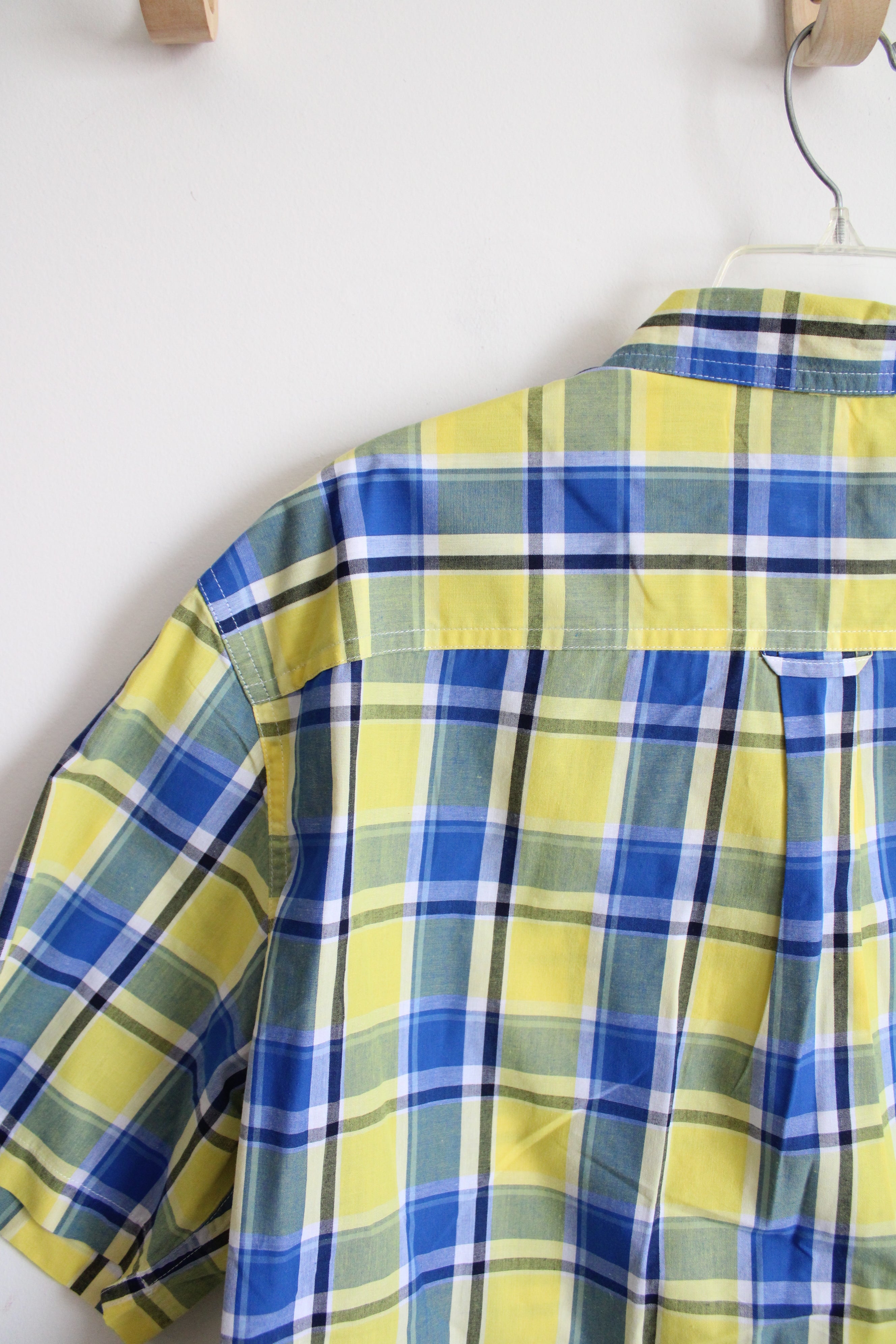 Chaps Easy Care Yellow & Blue Plaid Button Down Shirt | XL