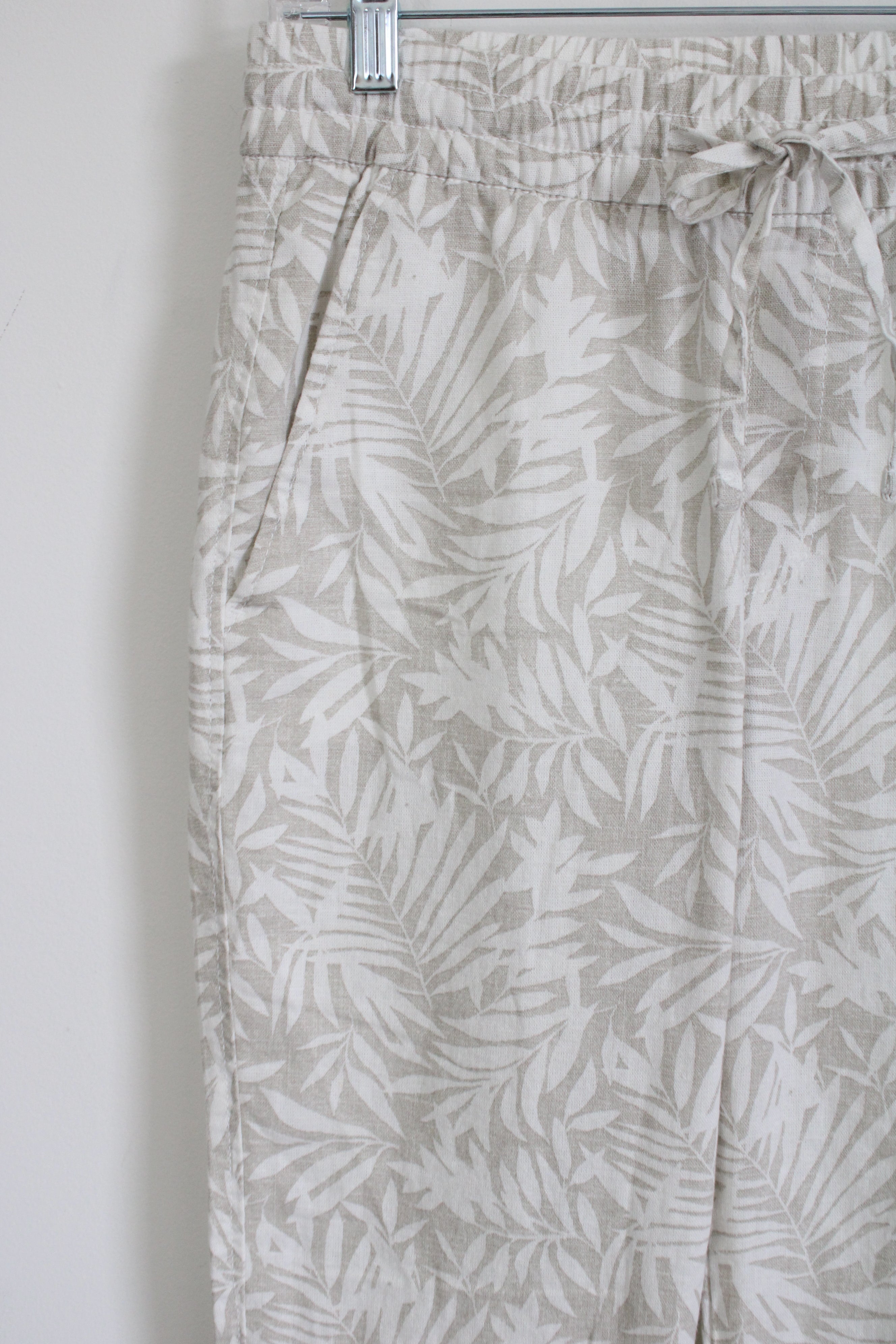 Gap Linen Blend Tan White Tropical Print Easy Pant | XS